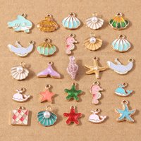 10pcs Cute Marine life Charms for Jewelry Making Enamel Starfish Shell Conch Charms Pendants DIY Necklace Earrings Accessori