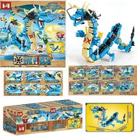 MOC One Piece Kaido Blue Dragon Building Blocks 8-in-1 Set Plastic Bricks Kids Puzzle Figures Toys Boys Gifts Collection Gift