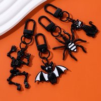 New Fashion Halloween Cat Bat Spider Enamel Keychain Black Animal Funny Keyring For Making Handmade DIY Jewelry Accessories