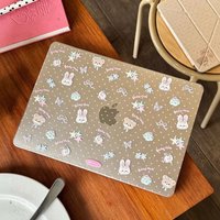 Cute Dots Bear Bunny Crystal Laptop Case For Macbook Air 13.6 M4 NEO 15 M3 Hard Cover For Mac Book Pro 13 M1M2 14 M4 M5 16 Cover