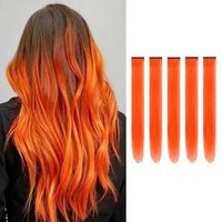 ColoredHair Extensions 22 Inch Colorful Clip in Hair Extensions Straight Synthetic Hairpiece for Women Halloween Christmas