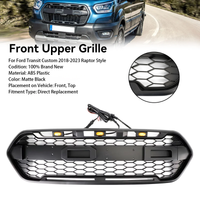 Raptor Style Front Bumper Center Grille Mesh Honeycomb Racing Radiator Grille For Ford Transit Custom Trail W/ 3LED 2018-2023