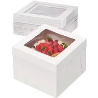 2/4/6PCS Disposable White Cake Boxes White Covered Windowed Cake Boxes Packaging Containers Baking Birthday Cakes Dessert Shops