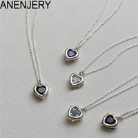 ANENEJERY Zircon Heart Pendant Necklaces for Women Simple Fashion Clavicle Chain Accessories Jewelry collares para mujer