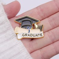 Cartoon graduation season bachelor's cap alloy Enamel Pin Fun Books English Alphabet Clothes Brooches Lapel Badges Jewelry Gifts