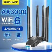 WiFi6 AX3000 USB Adapter 3000Mbps Dual Band 2.4G/5G 802.11AX 1800M/1200Mbps Network Card Wireless Receiver Dongle For Win10/11