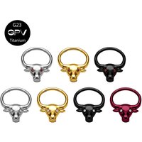 Wholesale G23 Titanium Sculpture Bull Head ZC Nose Septal Ring Punk Nose Ring Male and Female Body Perforated Jewelry Earrings