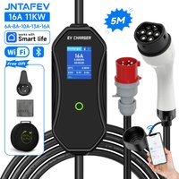 JNTAFEV 11KW 16A 3-phasiges tragbares EV-Ladegerät Typ2 IEC62196-2 EVSE Wallbox CEE-Stecker WIFI APP Bluetooth Schnellladekabel