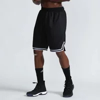 Knee Length Basketball Shorts Men Striped Loose Running Sport Gym Mesh Breathable Fitness Training Workout Bottom Male