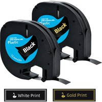 1PCS White on black/Gold on Black 91201 12267 91200 Label Tape Replace for Phomemo P12 P12Pro DYMO LetraTag 100H LT-100T LT-200B