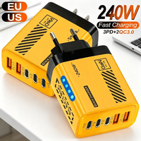 5 Ports 240W GaN USB Charger Type C Fast Charging Power Adapter EU/US Wall Plug QC3.0 Charger For iPhone 17 Pro Samsung Xiaomi