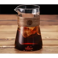 17oz/500ml Glass Coffee Pot Carafe with Wood Heat-Resistant Layer, High Borosilicate Espresso Shot Glass Mug ,Coffee Accesories