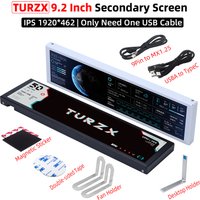 TURZX 9.2 Inch USB Secondary Screen for Computer Chassis 1920*462 IPS LCD Type-C Display CPU RAM GPU HDD FPS Weather Monitor