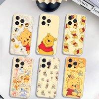 Classic Anime P-winnie-the PoohS Kawaii Phone Case Luxury Soft Transparent Case For IPhone 17 16 15 14 13 12 11 Pro Max Mini Bu