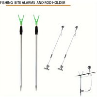 2pcs Premium Aluminum Alloy Tiered Shelf Fishing Rod Holders with Fishing Alarms Sturdy Fishing Pole Stands and Space-Saving Des