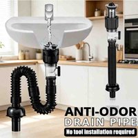 Household Bathroom Odor Proof Drainage Accessory Stainless Steel Kitchen Sink Drain Pipe Set with Wall Mount Strainer Basket