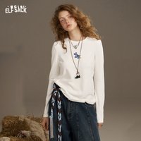 ELFSACK 2025 Women's Casual Colorblock Raglan Sleeve Tee Loose Lightweight Top Autumn New Arrival