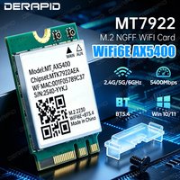 WiFi 6E MT7922 M2 Wireless Adapter 5374Mbps Tri Band 2.4G 5G 6GHz Bluetooth 5.4 80211ax MU-MIMO Network Card for Win10 Win11
