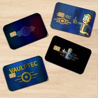 V-Vault-Tec F-Fallout Logo Popular Laser Shiny Bank Card Stickers Self Adhesive Daily Life Ornament