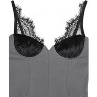 Gray Lace-Trimmed Camisole Dress Women V-neck Sleeveless Waist Cinching Dress Spring Summer Female Casual Outings Daily Matching