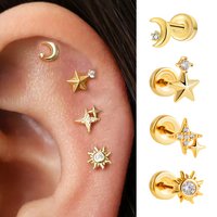1 Piece Trendy Pure Titanium Round Metal Flat Bottom Stud Earring For Women Cartilage Piercing Helix Tragus Ear Jewelry