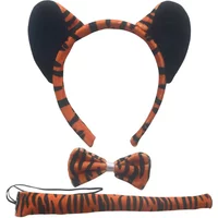 Girls Kids Children Tiger Ears Headband Bow Tails Animals Cosplay Halloween Costume Carnival Birthday Party Gift