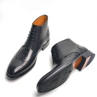 Luxury Business Boots For Men Comfortable Lace Up Top Cow Leather Handmade Retro Printing Shoes Fast Delivery Black Fashion Boot