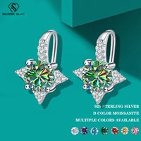 TY 0.5-1CT Moissanite 925 Sterling Silver Earrings for Women D Color Sparkling Star Earrings Fine Luxury Jewelry Lab Diamond