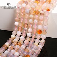 Natural Stone Cherry Agate Bead Sakura Blossom Flower Round Loose Spacer Bead For Jewelry Making Diy Necklace Bracelet Accessory