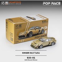 POP RACE 1/64 Porsche Singer DLS Turbo gold S33-01 Alloy Diecast Car Model Collect Ornaments Gift Toys