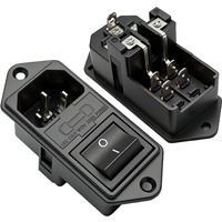 3-PIN IEC C14 10A 250VAC AC Socket AC Inlet Power Socket Led Rocker Switch With Fuse