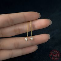 La Monada Short Chain Women Silver Earrings 925 Sterling Silver Jewelry For Women Zircon Dangle Hanging Earrings Simple