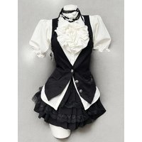 Winter Lolita Y2k New Three Piece Set Women White Blouse+black Shorts+fairy Dress Female Casual Japanese Gothic Retro Suit 2024
