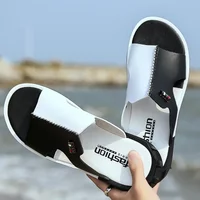 Fashion Waichuan Men's Summer Sandals Original Leather Comfortable Slip-on Casual Sandals Fashion Men Slippers Zapatillas Hombre