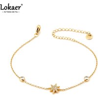 Lokaer Delicate Zircon Star Pendant Bracelet Chain for Women's Fashion Jewelry Gifts Stainless Steel Gold Plated Bangles B26016