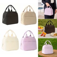 Stylish Corduroy Insulated Lunch Bag Hand-Held Portable Thermal Lunch Bag Large Capacity Minimalist Handbag Office