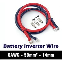0AWG 50mm² Soft Silicone Battery Cable Wire with Tinned Copper Terminal High Performance for Car Inverter Solar 20-200CM