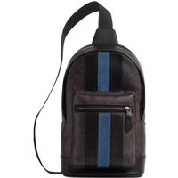 COACH West Coated Canvas With Suede Crossbody Bag Sling Bag Small Unisex Gunmetal Gray