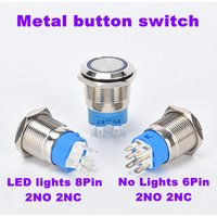 16/19/22MM metal button switch 2NO2NC self-locking reset automotive engine LED power switch 3V6V12V24V220V red, green and blue