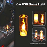 Car USB Flame Flickering Night Light Frosted Clear Glass LED Flickering Dynamic Candle Light DIY Car Home Atmosphere Lighting