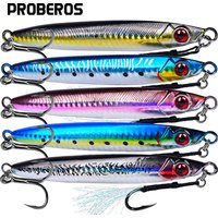 PROBEROS 5Pcs Metal Jig Lure 3D Eye Laser Popper Sea Fishing Jigs Artificial Hard Baits Swimbait Saltwater Fishing Lure Tackle