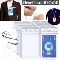 10-20Pack Waterproof Plastic Badge Holders Name Tag Clear Badge ID Card Holders