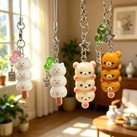 Handmade Kawaii Dango Bear and Cat Phone Charm Cute Lucky Pendant Japanese Style Couple Keychain Bag Decoration YK2