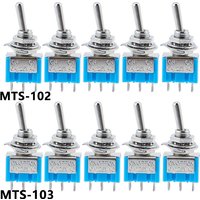 5PCS/10pc/LOT Blue Mini MTS-102 MTS-103 3-Pin SPDT ON-ON ON-OFF-ON 6A 125VAC Miniature Toggle Switches