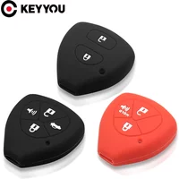 KEYYOU Silicone Car Key Case Cover For Toyota Auris HiLux Corolla Fortuner Prado Verso Camry Yaris Vitz Vios Ractis 2/3/4 Button