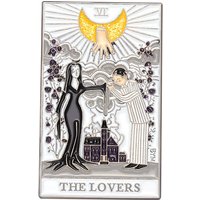 Comedy Badge Pins Brooch Creative Tarot Card THE LOVERS Anime Gomez And Morticia Addams Enamel Brooches Jewelry Gift Accessories