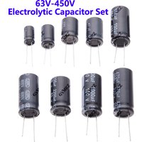 63V 100V 200V 250V 400V 450V 10UF 20UF 100UF 220UF 330UF Electrolytic Capacitor Set for DIY Circuit Repair 470UF 400UF 4.7UF