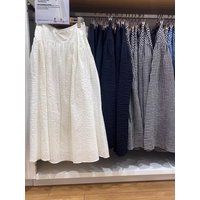 Summer Style A-Line Skirt Bubble Fabric Plaid Long Skirt High Waist Commute Friendly Mid-Length Color Other Material