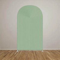 VIKAMA Sacred Green Floral Stripe Tapestry Chiara Arched Photography Backdrop Wall Decoration Girls' Wedding Bridal Party