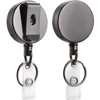 1-4PCS Heavy Duty Retractable Metal Wire Keychain Pull Badge Reel ID Lanyard Name Tag Card Badge Holder Reel Key Ring